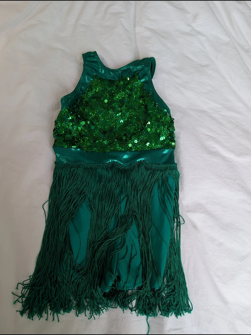 Ring In The Season Green Sequin Fringe Dance Dress